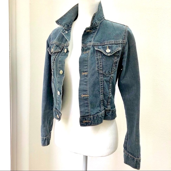 Blue Denim Jean Jacket Western Classic Trucker Jackets Coats Women's S Small - Picture 2 of 5